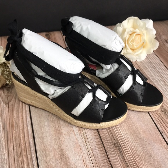 Patricia Nash Black Leather Wedge Sandals 6M - Picture 8 of 8